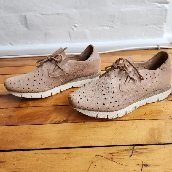 OBTB Lunar leather shoes salmon pink women's US size 8.5 perforated lace up - Picture 1 of 9